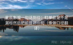 星辰影视一句话到位：盯单位是不是漏标然后把前提补一句（像做口径翻译）