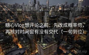 糖心Vlog想评论之前：先改成概率句，再核对时间窗有没有交代（一句到位）